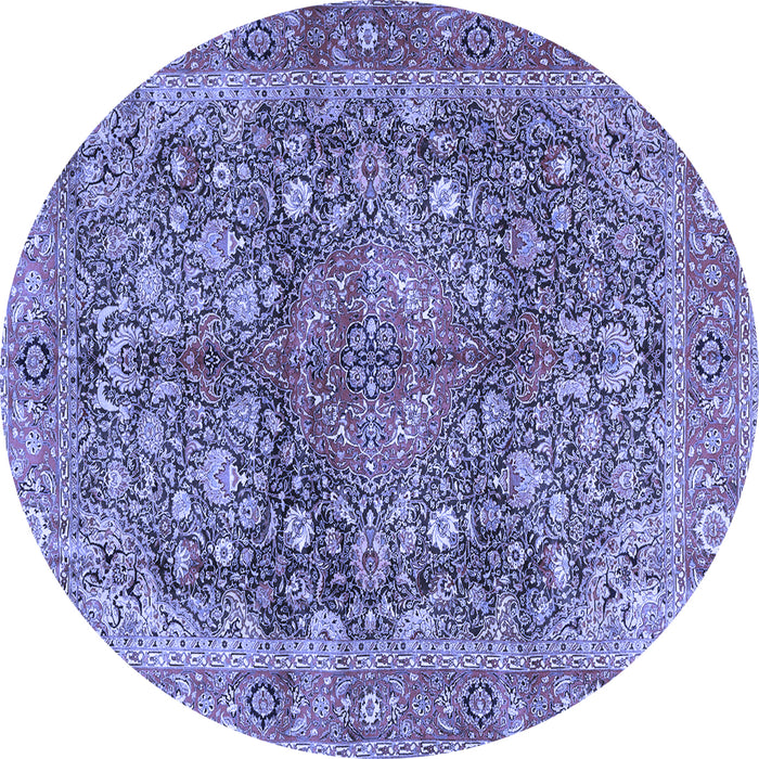 Round Medallion Blue Traditional Rug, tr4758blu