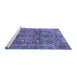 Sideview of Machine Washable Medallion Blue Traditional Rug, wshtr4758blu