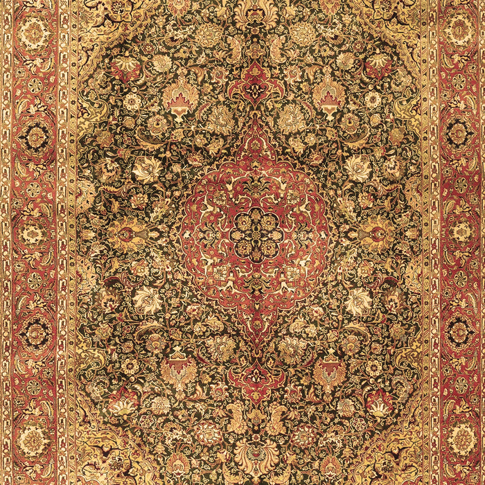Machine Washable Medallion Brown Traditional Rug, wshtr4758brn