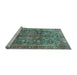 Sideview of Machine Washable Medallion Light Blue Traditional Rug, wshtr4758lblu