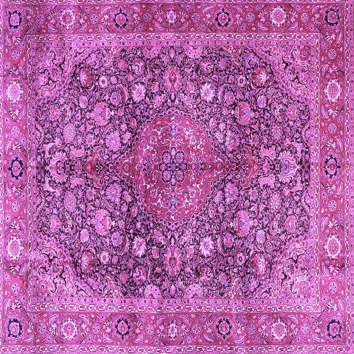 Square Machine Washable Medallion Purple Traditional Area Rugs, wshtr4758pur
