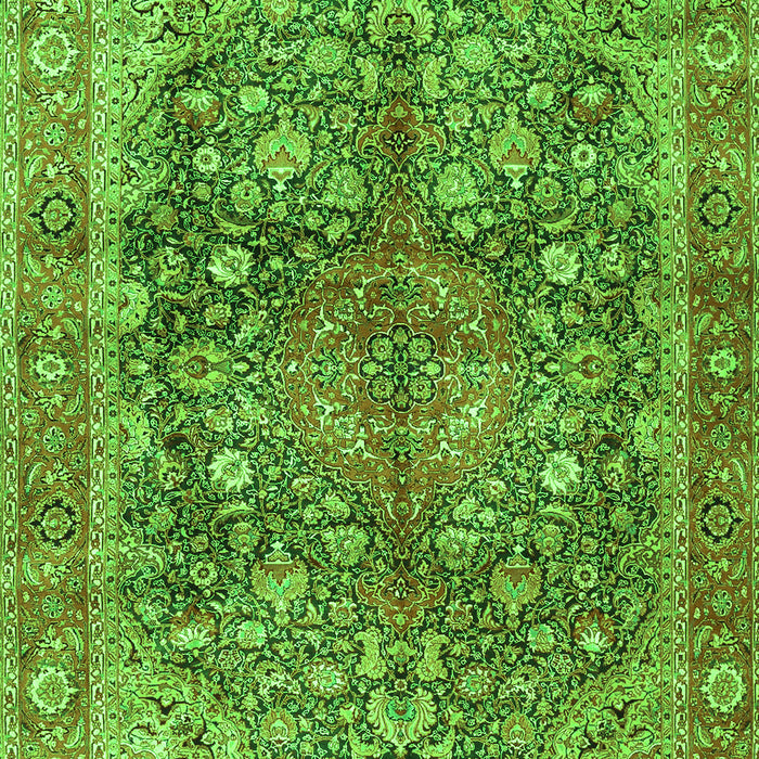 Serging Thickness of Machine Washable Medallion Green Traditional Area Rugs, wshtr4758grn