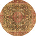 Round Medallion Brown Traditional Rug, tr4758brn