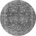 Machine Washable Medallion Gray Traditional Rug, wshtr4758gry