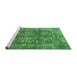 Sideview of Machine Washable Medallion Emerald Green Traditional Area Rugs, wshtr4758emgrn