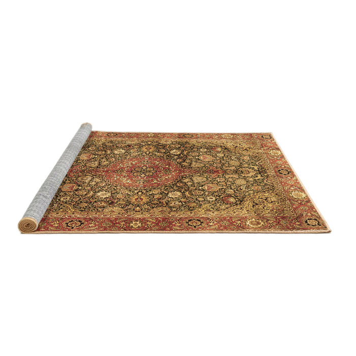 Sideview of Machine Washable Medallion Brown Traditional Rug, wshtr4758brn
