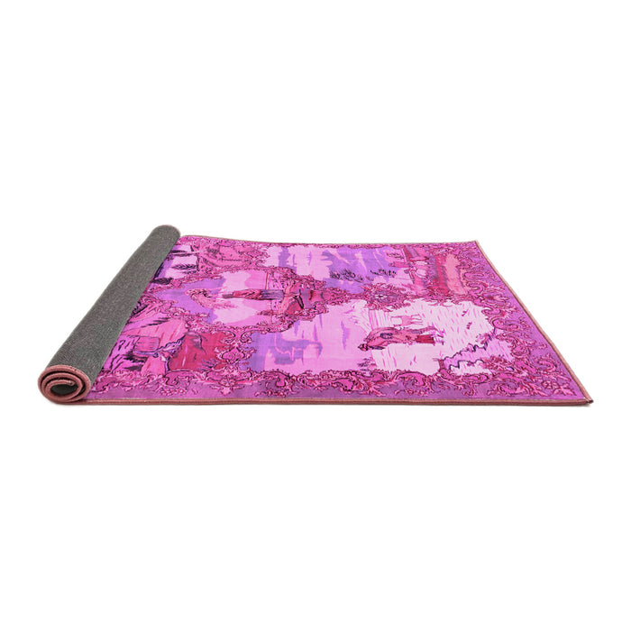 Sideview of Animal Pink Traditional Rug, tr4759pnk