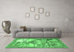 Machine Washable Animal Emerald Green Traditional Area Rugs in a Living Room,, wshtr4759emgrn