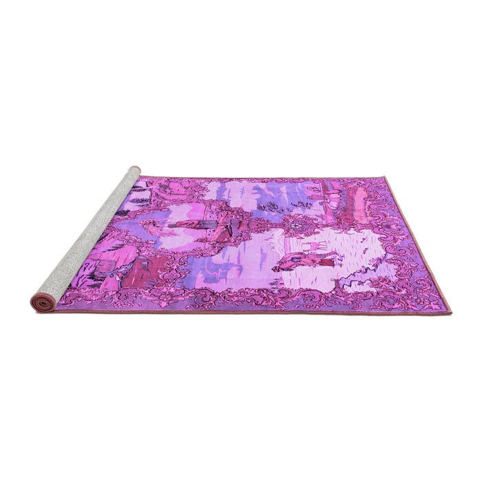Sideview of Machine Washable Animal Purple Traditional Area Rugs, wshtr4759pur