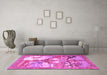 Machine Washable Animal Pink Traditional Rug in a Living Room, wshtr4759pnk