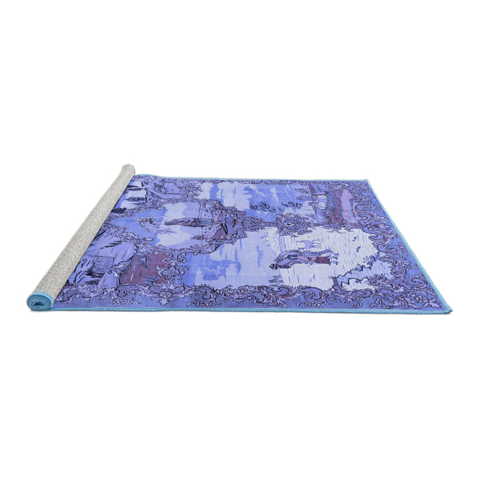 Sideview of Machine Washable Animal Blue Traditional Rug, wshtr4759blu
