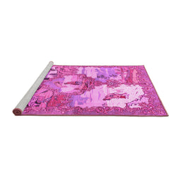 Sideview of Machine Washable Animal Pink Traditional Rug, wshtr4759pnk