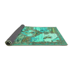 Sideview of Animal Turquoise Traditional Rug, tr4759turq