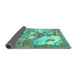 Sideview of Animal Turquoise Traditional Rug, tr4759turq