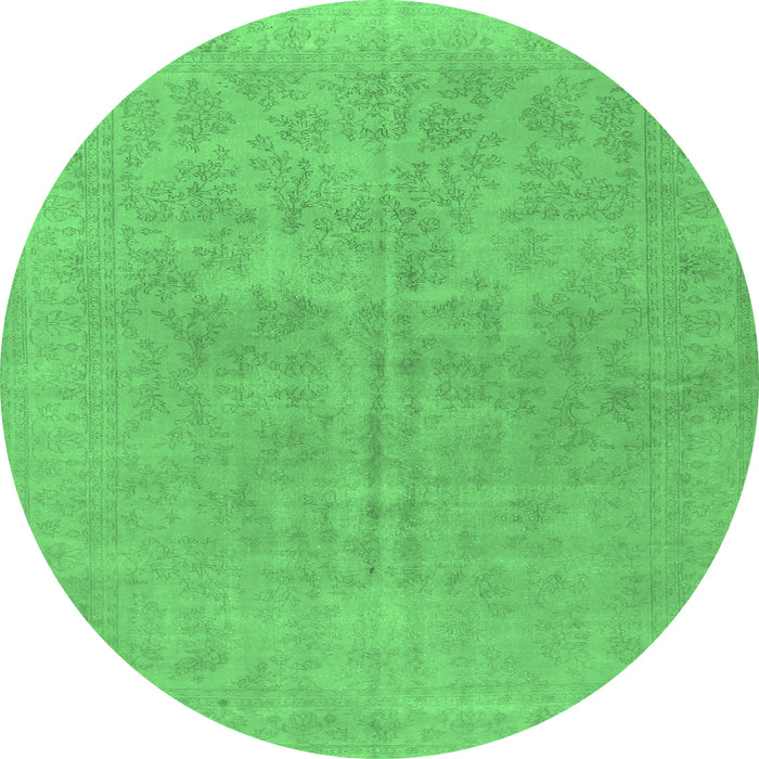 Round Machine Washable Persian Emerald Green Traditional Area Rugs, wshtr475emgrn