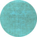 Round Persian Light Blue Traditional Rug, tr475lblu