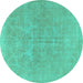 Round Persian Turquoise Traditional Rug, tr475turq