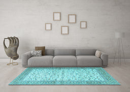 Machine Washable Persian Light Blue Traditional Rug in a Living Room, wshtr4760lblu