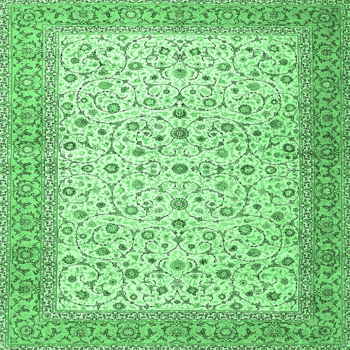 Square Persian Emerald Green Traditional Rug, tr4760emgrn