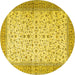 Round Machine Washable Persian Yellow Traditional Rug, wshtr4760yw