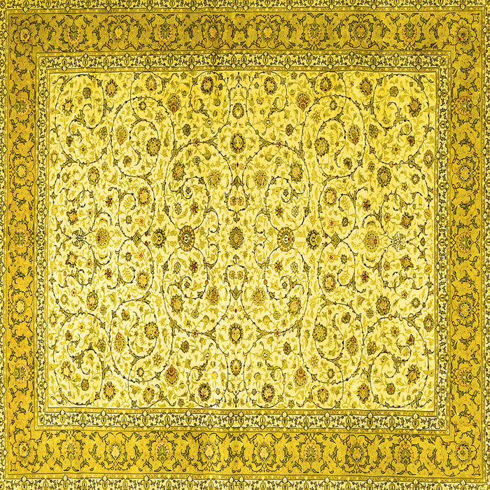 Square Machine Washable Persian Yellow Traditional Rug, wshtr4760yw