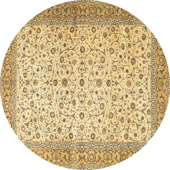 Round Persian Brown Traditional Rug, tr4760brn