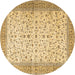 Round Persian Brown Traditional Rug, tr4760brn