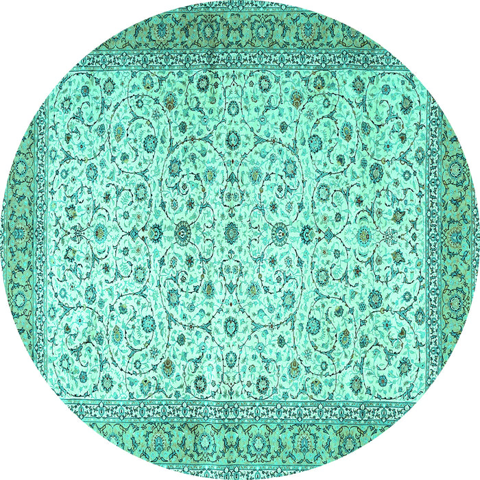 Round Persian Turquoise Traditional Rug, tr4760turq