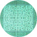Round Persian Turquoise Traditional Rug, tr4760turq