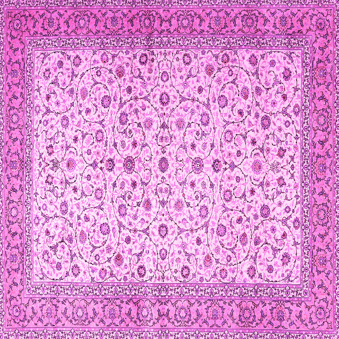 Square Machine Washable Persian Pink Traditional Rug, wshtr4760pnk