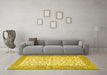 Machine Washable Persian Yellow Traditional Rug in a Living Room, wshtr4760yw