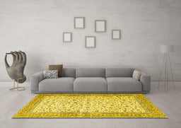 Machine Washable Persian Yellow Traditional Rug in a Living Room, wshtr4760yw