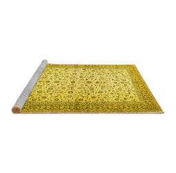 Sideview of Machine Washable Persian Yellow Traditional Rug, wshtr4760yw