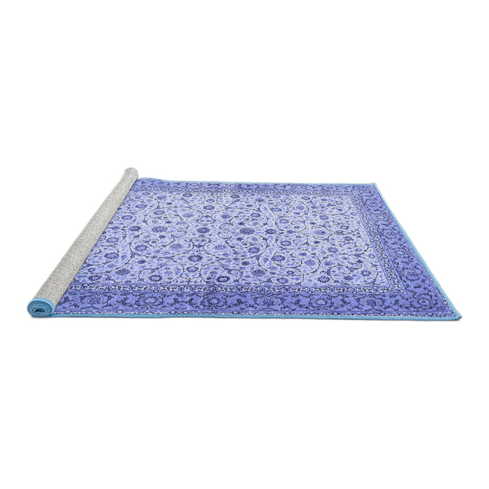 Sideview of Machine Washable Persian Blue Traditional Rug, wshtr4760blu