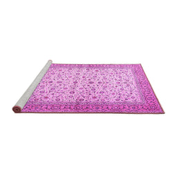 Sideview of Machine Washable Persian Pink Traditional Rug, wshtr4760pnk