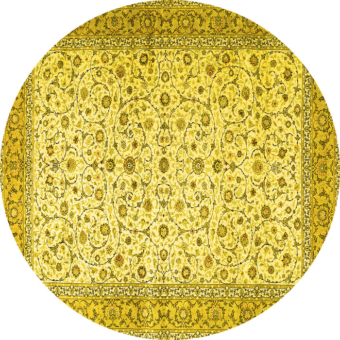 Round Persian Yellow Traditional Rug, tr4760yw