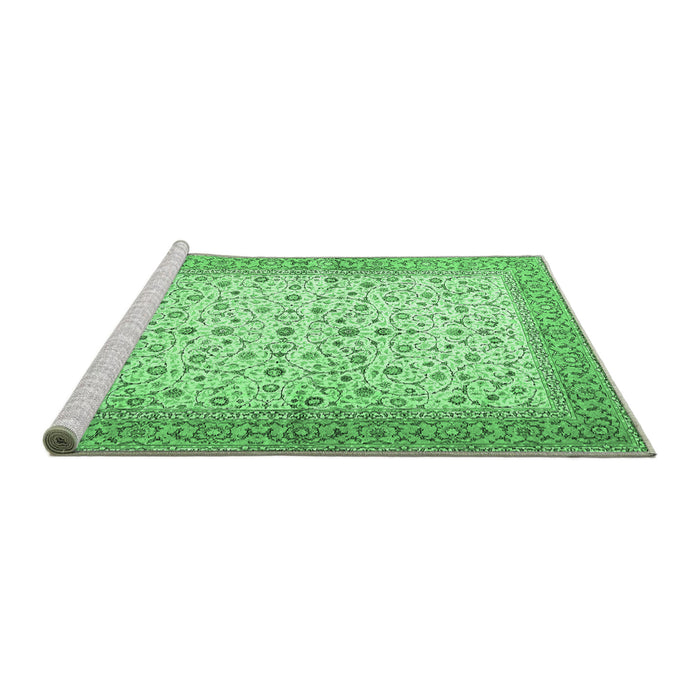 Sideview of Machine Washable Persian Emerald Green Traditional Area Rugs, wshtr4760emgrn