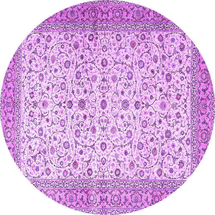 Round Machine Washable Persian Purple Traditional Area Rugs, wshtr4760pur