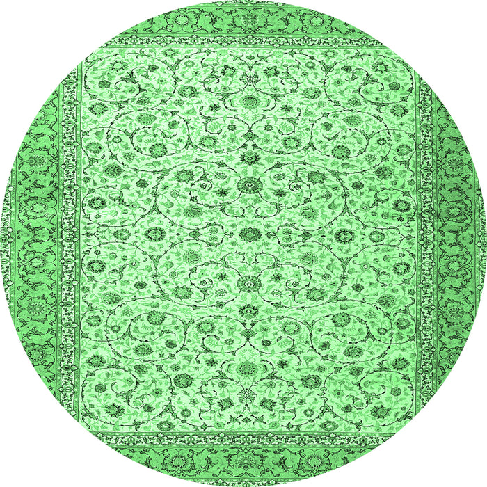Round Persian Emerald Green Traditional Rug, tr4760emgrn
