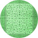 Round Persian Emerald Green Traditional Rug, tr4760emgrn
