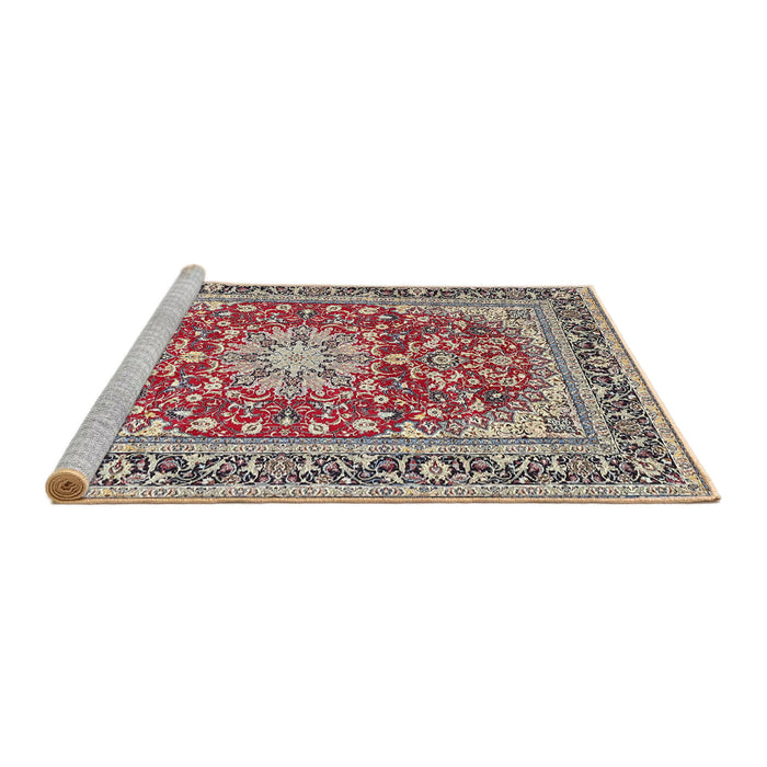 Sideview of Machine Washable Traditional Chestnut Brown Rug, wshtr4761