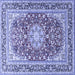 Square Machine Washable Medallion Blue Traditional Rug, wshtr4761blu