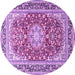 Round Machine Washable Medallion Purple Traditional Area Rugs, wshtr4761pur