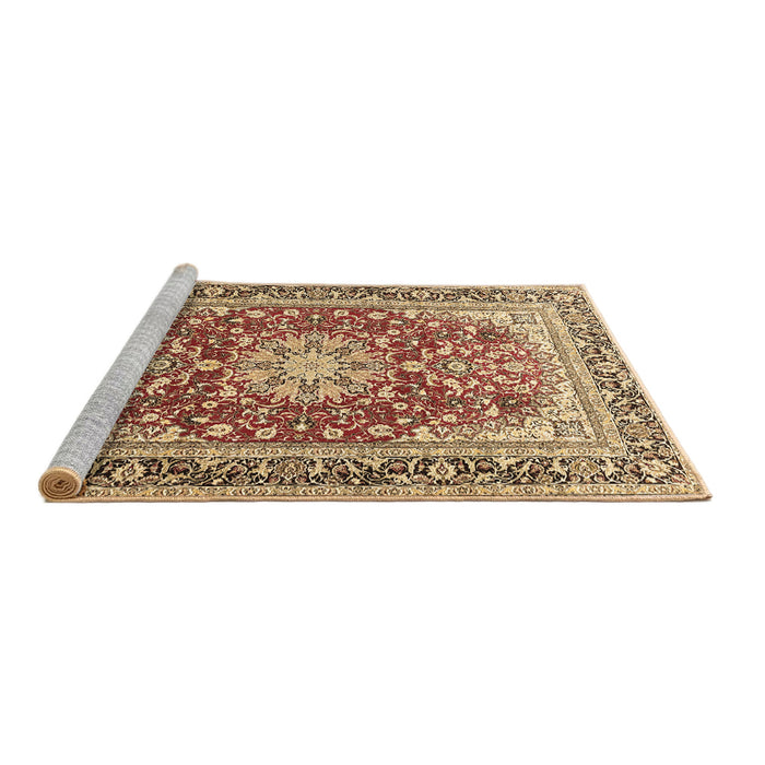 Sideview of Machine Washable Medallion Brown Traditional Rug, wshtr4761brn