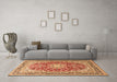 Machine Washable Medallion Orange Traditional Area Rugs in a Living Room, wshtr4761org