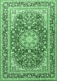 Medallion Emerald Green Traditional Rug, tr4761emgrn