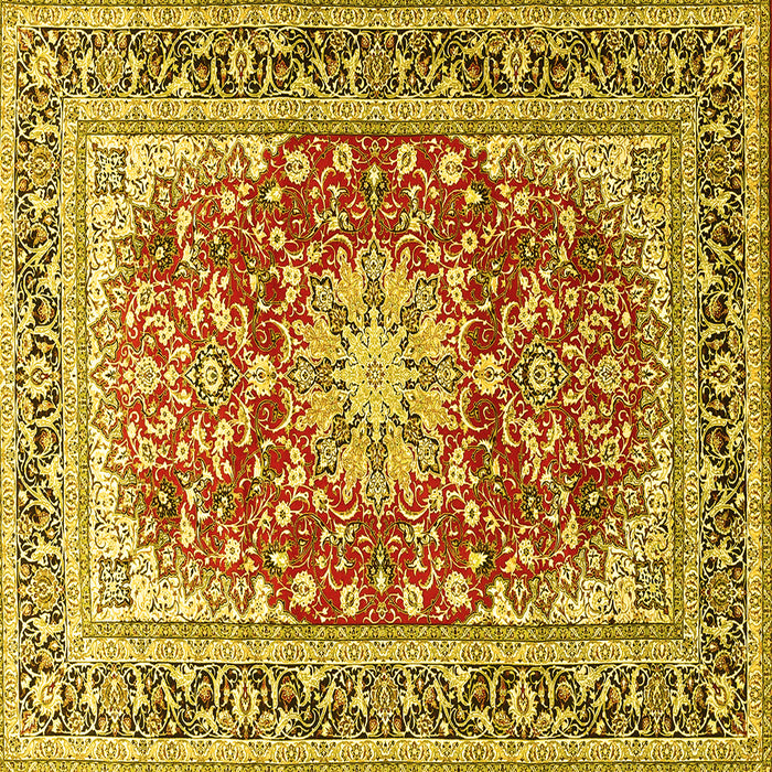Square Medallion Yellow Traditional Rug, tr4761yw