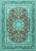 Machine Washable Medallion Turquoise Traditional Area Rugs, wshtr4761turq