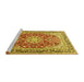 Sideview of Machine Washable Medallion Yellow Traditional Rug, wshtr4761yw