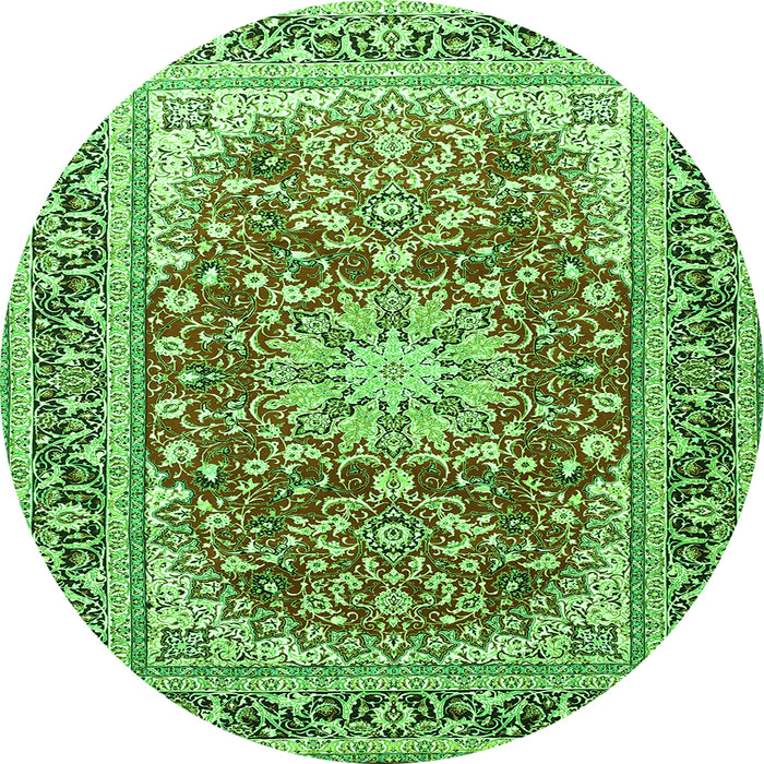 Machine Washable Medallion Green Traditional Area Rugs, wshtr4761grn